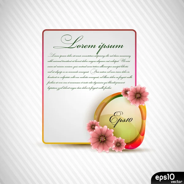 Verse bloemen met papieren kaart — Stockvector