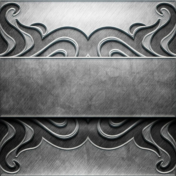 Metallplattan med snidade mönster — Stockfoto