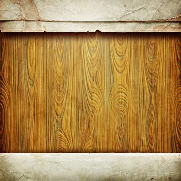 Wooden texture with paper — Stock Photo, Image