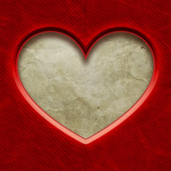 Frame in heart shape from red paper — Stock Photo, Image