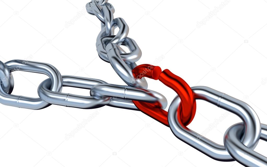 Two Metallic Chains with One Red Link