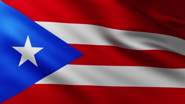 Nagy Zászló Puerto Rico Teljes Képernyős Háttér Csapkodott Szélben — Stock videók