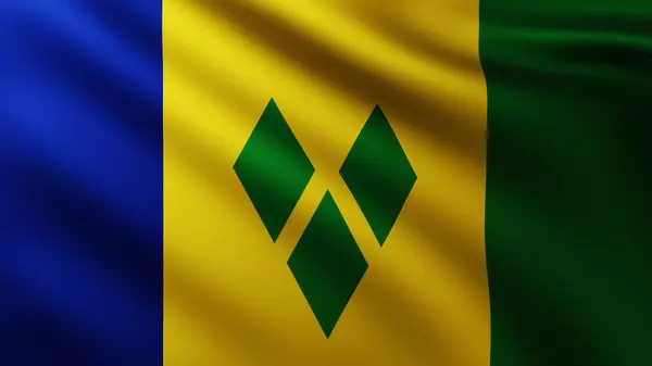 Nagy Zászló Szent Vincent Grenadine Szigetek Teljes Képernyős Háttér Szél — Stock Fotó