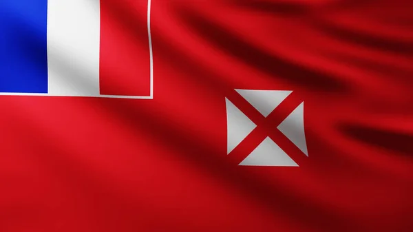 Wallis Futuna Adalarının Büyük Bayrağı Rüzgarda Tam Ekran Arkaplan Dalga — Stok fotoğraf