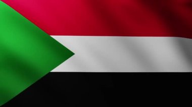 Rüzgarda dalgalanan büyük Sudan bayrağı tam ekran arka plan