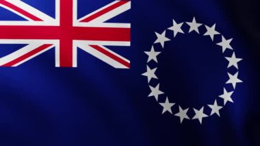 Büyük Cook Adaları Bayrağı Rüzgarda dalgalanan tam ekran arka plan