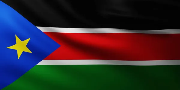 Büyük Güney Sudan Bayrağı Dalga Desenli Tam Ekran Arkaplan — Stok fotoğraf
