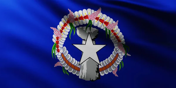 Large Flag Northern Mariana Islands Fullscreen Background Wind Wave Patterns — Stock Photo, Image