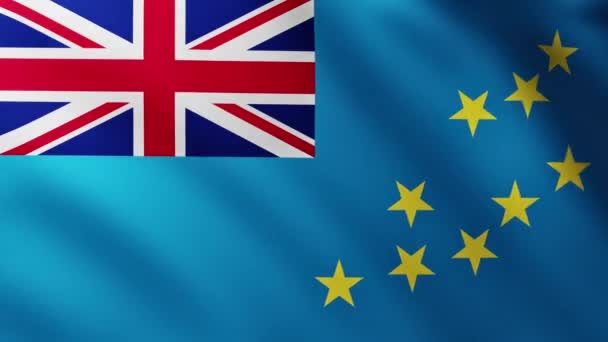 Gran Bandera Las Islas Tuvalu Fondo Pantalla Completa Ondeando Viento — Vídeos de Stock