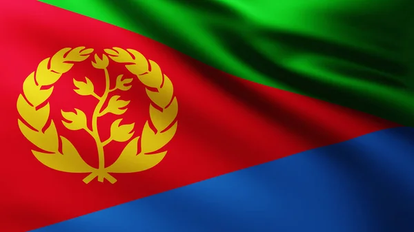 Große Flagge Eritreas Vollbildhintergrund Wind Mit Wellenmustern — Stockfoto