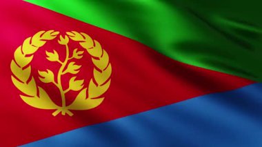 Büyük Eritre Bayrağı tam ekran arkaplan rüzgarda dalgalanıyor