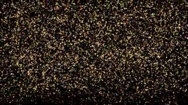 Chuva Lenta Solta Muitas Estrelas Douradas Minúsculas Brilhantes Preto — Vídeo de Stock