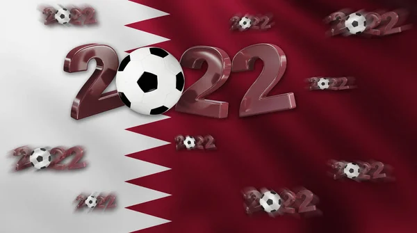 Football 2022 Red Designs Speed Effect Qatar Flag Background — Stock Photo, Image