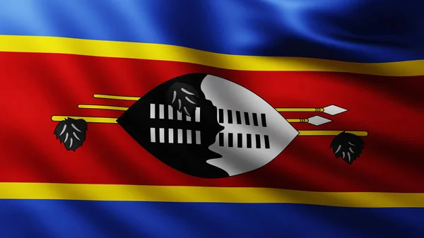 Eswatini Krallığı Nın Büyük Bayrağı Dalga Desenleriyle Rüzgarda Tam Ekran — Stok fotoğraf