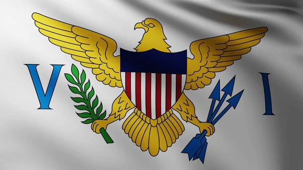 Large Flag United States Virgin Islands Fullscreen Background Wind Wave — Stockfoto