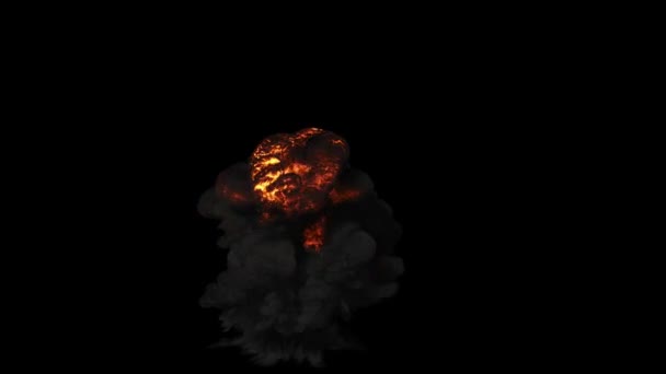 Massive Dense Explosion 3500K Front View Dark Smoke Dispersal Black — 图库视频影像