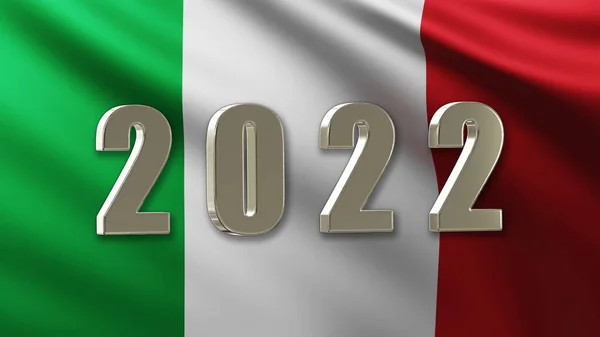 Large Silver Design 2022 Italian Flag Background — Stock Photo, Image