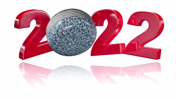 Curling Stone 2022 Popup Design Infinite Rotation End White Background — Stock video