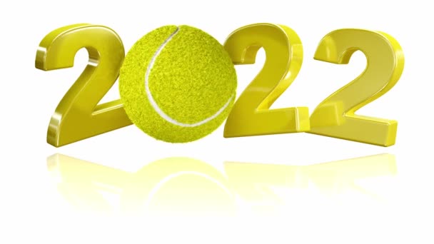 Tennis Ball 2022 Design Infinite Rotation White Background — Stok video