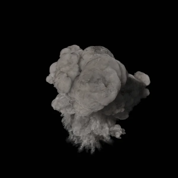 Bubbly Smoke Explosion Dense Grey Con Fondo Negro — Foto de Stock