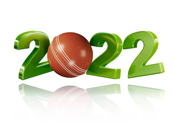 Balle Cricket 2022 Design Avec Fond Blanc — Photo