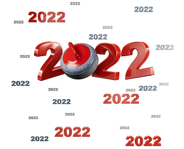 Molti Curling Stone 2022 Disegni Con Sfondo Bianco — Foto Stock