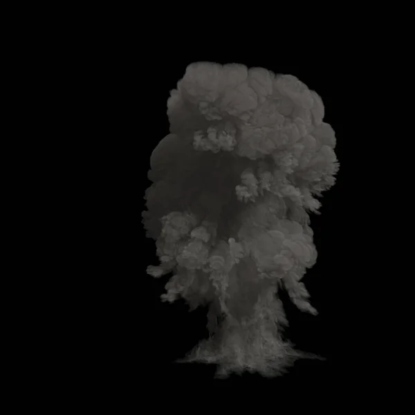 Lange Explosie Smoke Dark Dicht Grijs Met Een Zwarte Achtergrond — Stockfoto