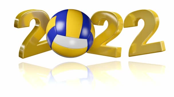 Diseño Voleibol Playa 2022 Rotación Infinita Sobre Fondo Blanco — Vídeo de stock
