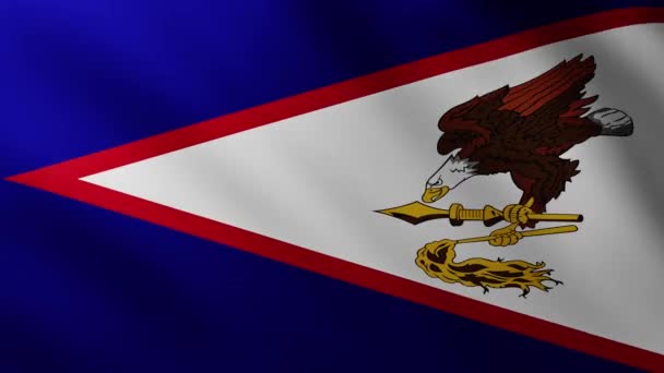 Velká Vlajka Amerických Samoa Ostrovů Celé Obrazovce Pozadí Třepetání Větru — Stock video