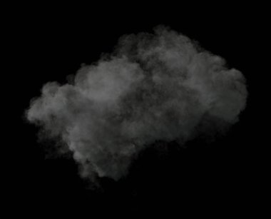 Kabarık Yoğunluk ve Gri Duman Bulutu siyah arkaplanlı bir patlamanın sonunda
