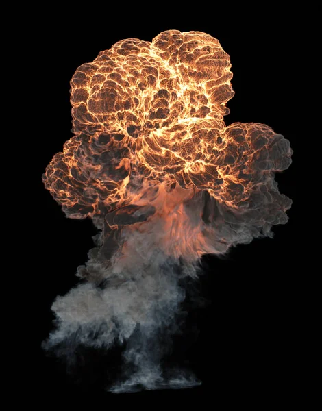 Lang Oranje Geel Gemalen Explosie Als Een Paddestoel Met Dichte — Stockfoto