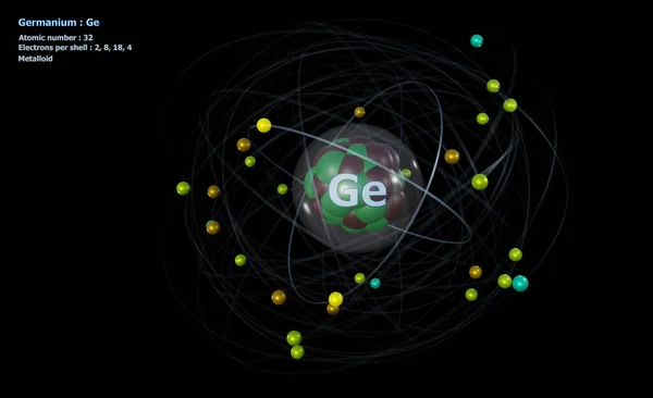 Atom Germanium Core Electrons Black Background — Stock Photo, Image