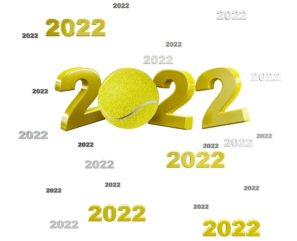 Багато Тенісний 2022 Дизайн Білим Тлом — стокове фото
