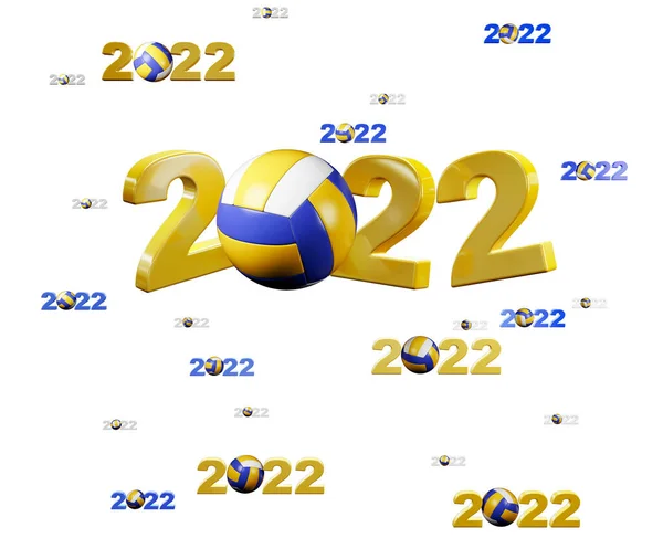 Många Beach Volleyboll 2022 Designar Med Många Bollar Vit Bakgrund — Stockfoto