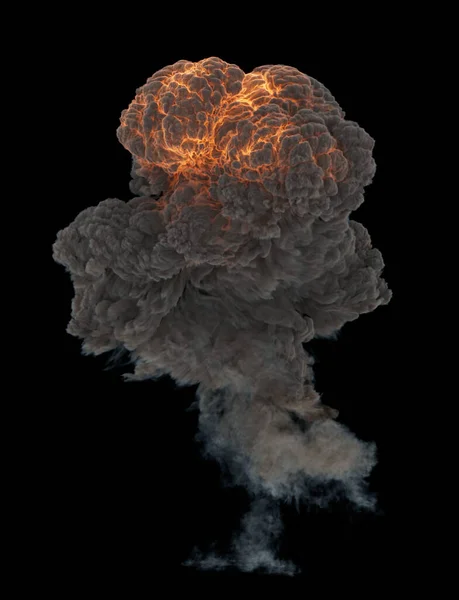 Grande Explosion Sol Comme Champignon Avec Fumée Grise Dense Quelques — Photo