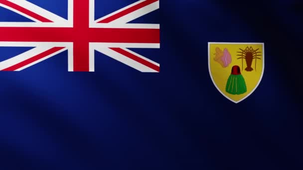 Gran Bandera Las Islas Turcas Caicos Fondo Pantalla Completa Ondeando — Vídeos de Stock