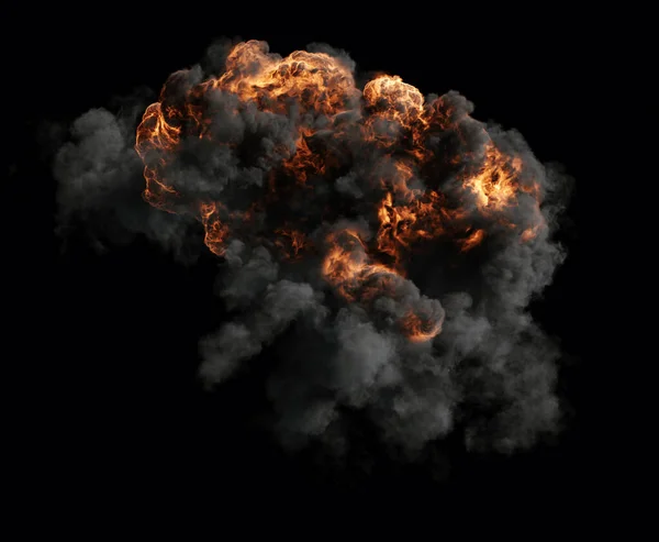 Nube Humo Gris Densa Burbujeante Con Muchas Partes Orange Explosion — Foto de Stock