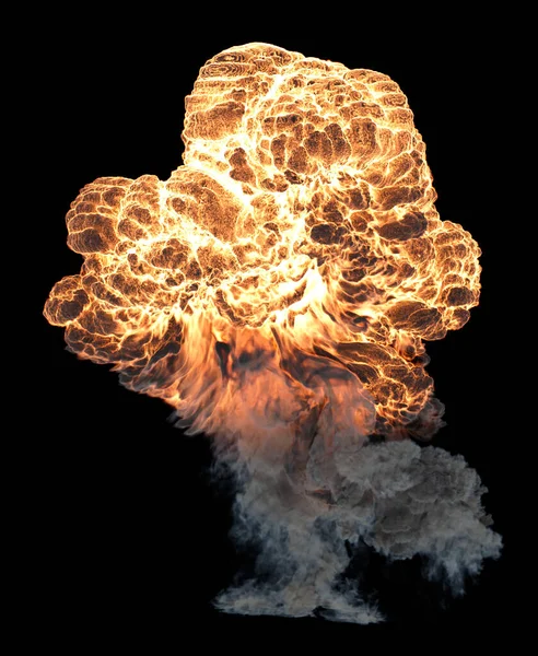 Grote Bubbly Orange Yellow Ground Explosion Met Grey Smoke Met — Stockfoto