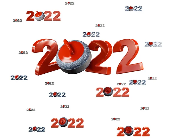 Muitos Curling Stone 2022 Projetos Com Muitas Pedras Fundo Branco — Fotografia de Stock