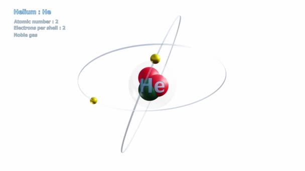 Atom Helium Electrons Infinite Orbital Rotation White Background — Stock Video