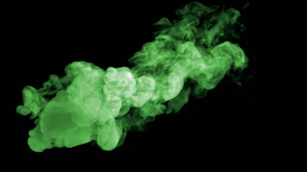 黒の背景を持つ知恵と渦巻く緑の毒性ロング煙雲の底ビュー — ストック写真