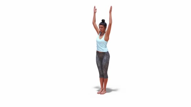 Perfekt Yoga Sekvens Bas Stå Till Mountain Pose Sedan Stol — Stockvideo