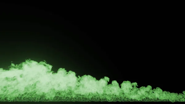 Большой Зеленый Огонь Линии Экрана Легким Зеленоватым Свечением Черным Фоном — стоковое фото