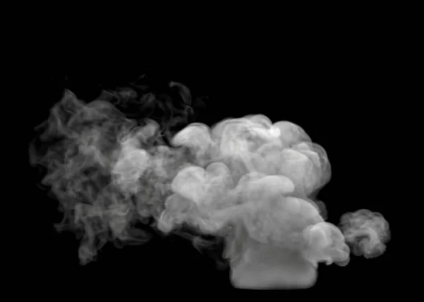 Swirly Wispy White Grande Nuvem Fumaça Com Fundo Preto — Fotografia de Stock