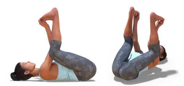 Drei Viertel Rücken Und Rechte Profilpositionen Einer Frau Yoga Happy — Stockfoto
