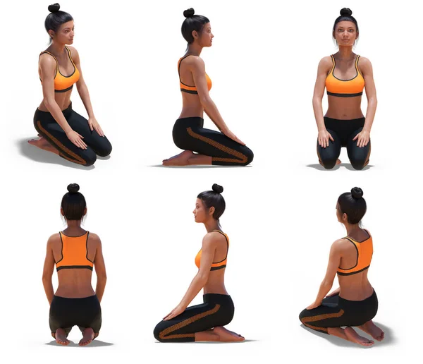 Wanita Yoga Hero Pose Dengan Sudut Pandang Pada Latar Belakang — Stok Foto