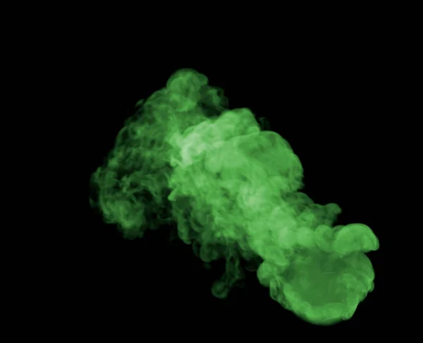 黑色背景的极涡旋绿色有毒中型烟熏云的顶视图 — 图库照片
