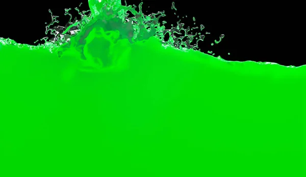 Кінець Екрану Хімічно Зеленою Рідиною Чорному Тлі — стокове фото
