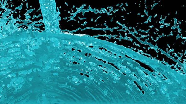 Very Large Splash Light Blue Chemical Liquid Black Background — Stock Photo, Image