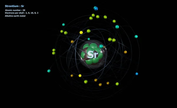 Atom Strontium Core Electrons Black Background — ストック写真